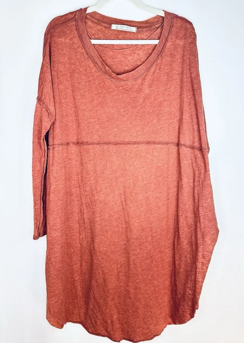 We The Free Oversized Long sleeve Light Weight Tunic With Slit Rust Small Boho
